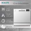 Máy rửa chén 8 bộ Ecalite EDW-SMS6080WH màu trắng
