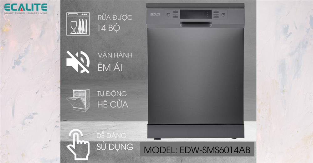 Máy rửa chén độc lập Ecalite EDW-SM6014AB