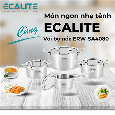 Bộ nồi inox cao cấp Ecalite ERW-SA4080 - 8 món