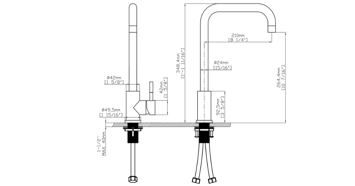 Thông số kỹ thuật của vòi rửa chén nóng lạnh Ecalite EF-K128B