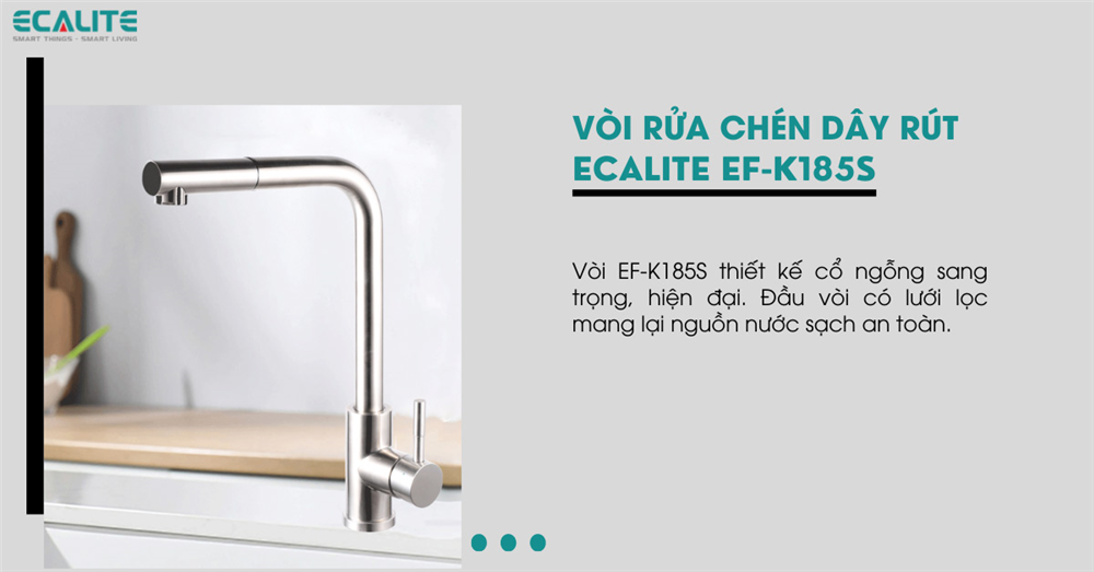 Vòi rửa chén Ecalite EF-K185S được làm từ chất liệu cao cấp.